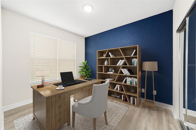 office featuring light wood-type flooring