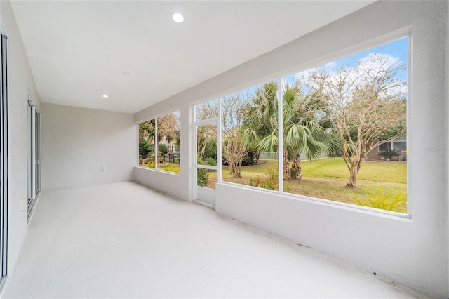 view of unfurnished sunroom