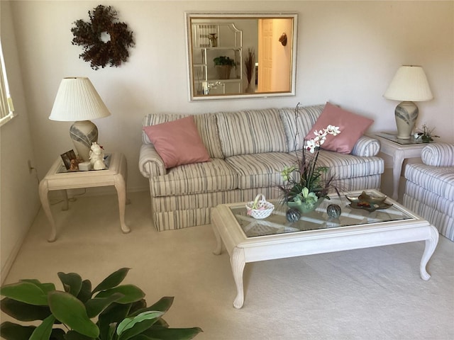 living room featuring carpet