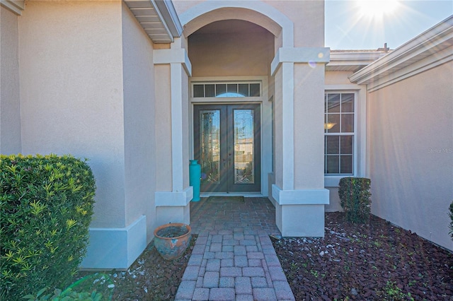 doorway to property featuring french doors