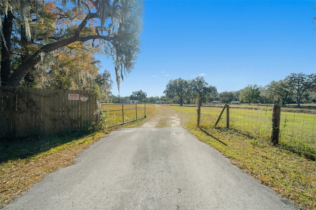 view of road featuring a rural view