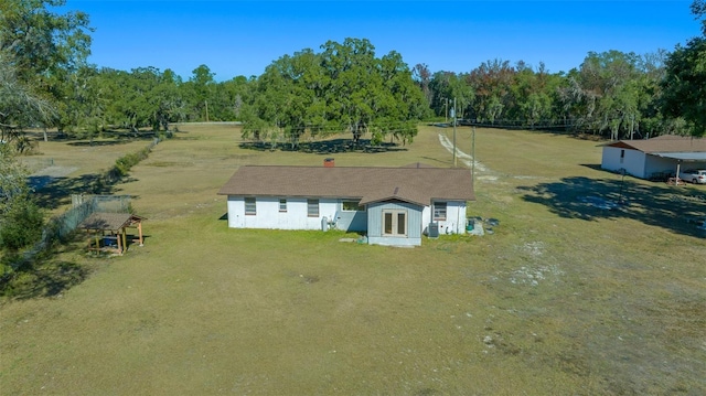 drone / aerial view with a rural view