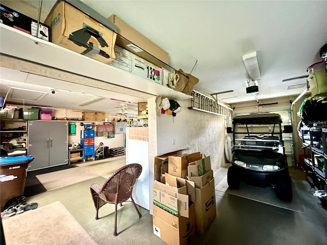 garage with a garage door opener