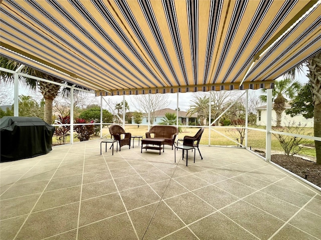 view of patio / terrace featuring area for grilling and an outdoor hangout area