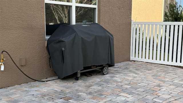 view of patio with area for grilling