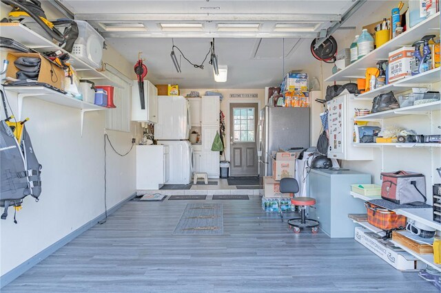 interior space featuring stainless steel refrigerator