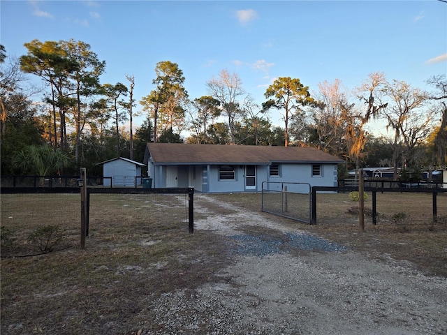 view of single story home