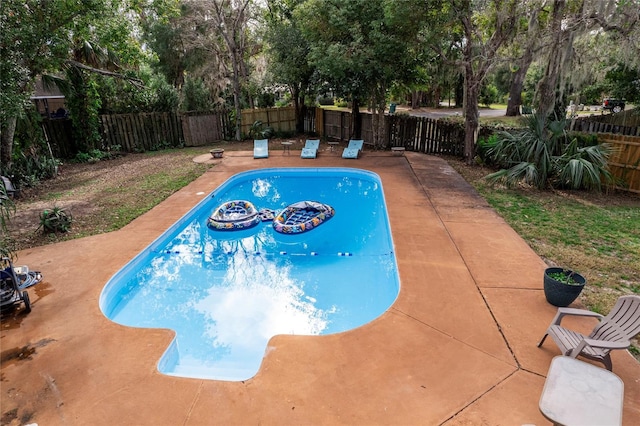 view of swimming pool with a patio