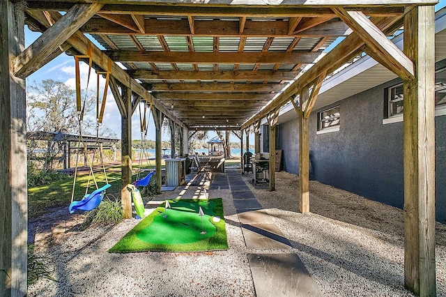 exterior space featuring a playground