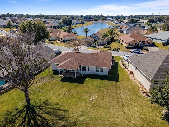 bird's eye view featuring a water view