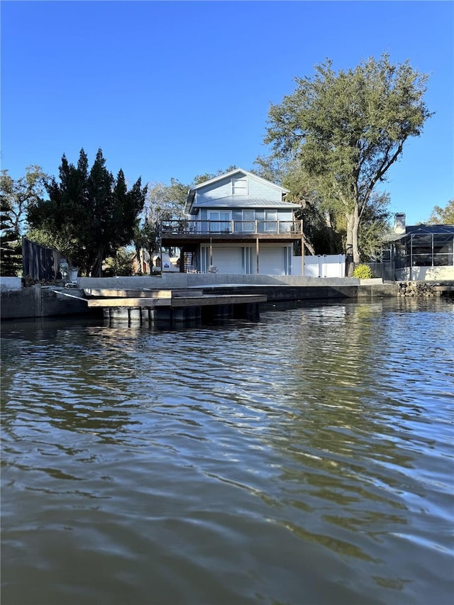 view of dock featuring a water view