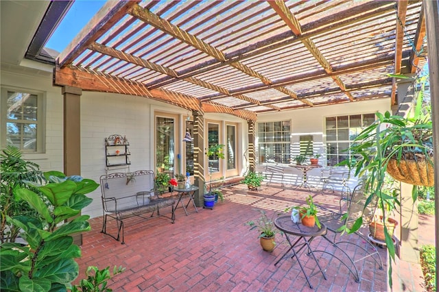 view of patio with a pergola