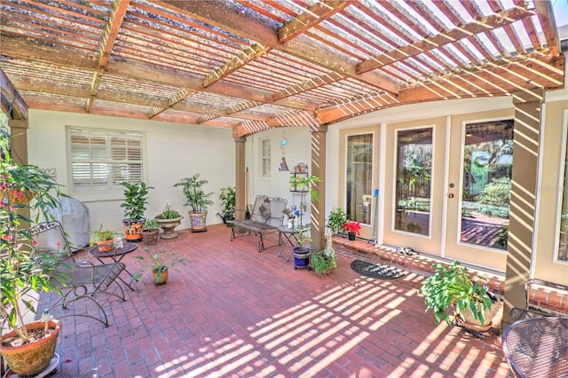 view of patio featuring a pergola