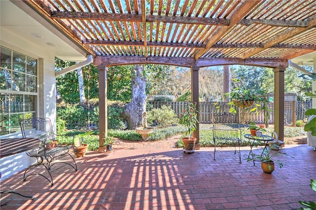 view of patio / terrace featuring a pergola