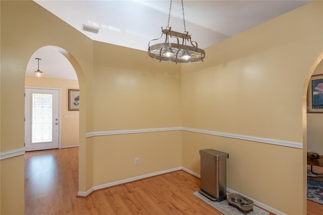 interior space with light hardwood / wood-style flooring