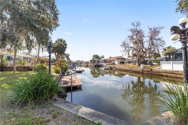 view of dock featuring a water view