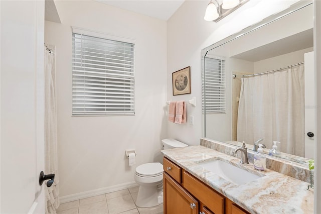 bathroom with tile patterned floors, toilet, and vanity