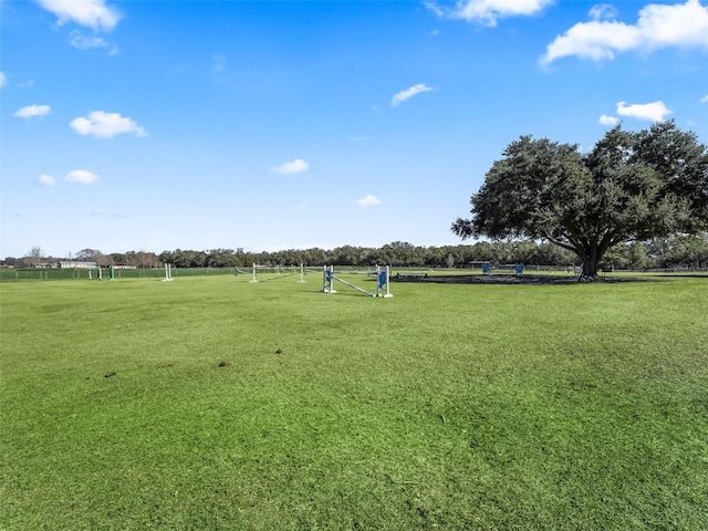 view of yard with a rural view