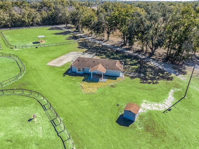 drone / aerial view with a rural view