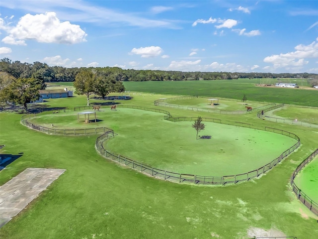 view of property's community featuring a rural view and a lawn