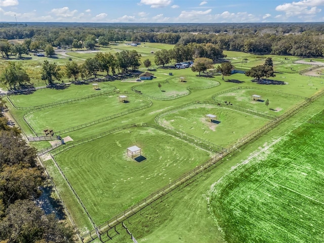 birds eye view of property featuring a rural view