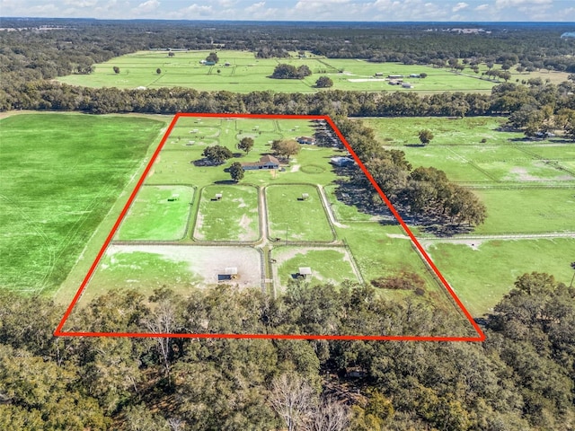 aerial view featuring a rural view