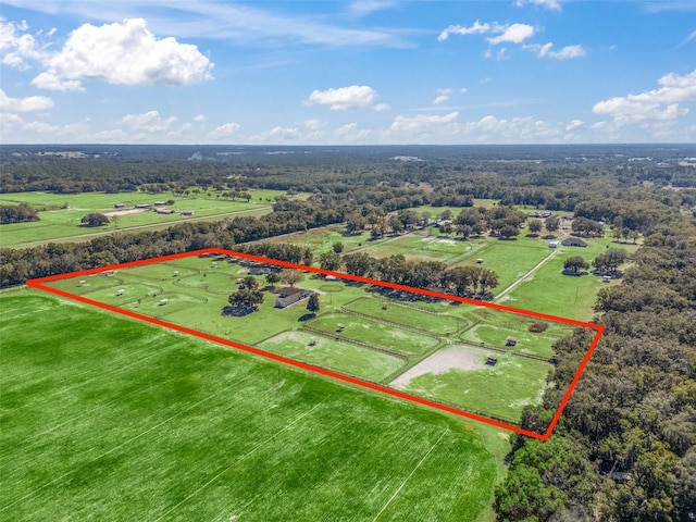 aerial view with a rural view