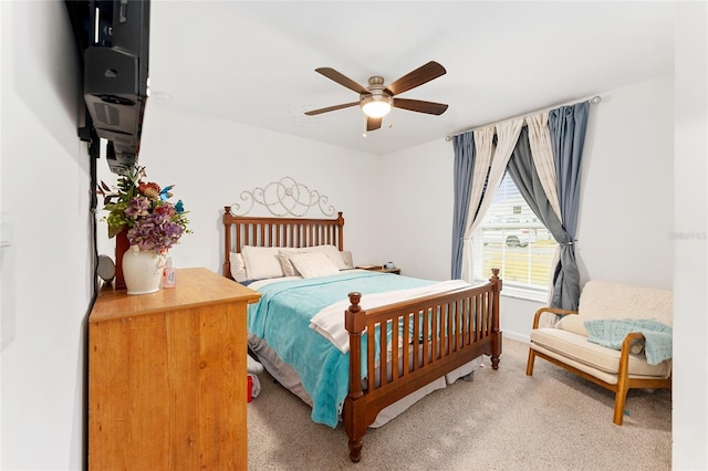 bedroom featuring carpet and ceiling fan