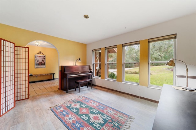 living area featuring light hardwood / wood-style flooring