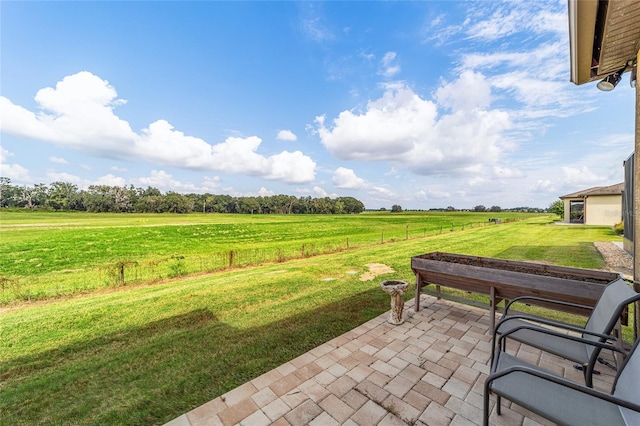 view of yard with a patio and a rural view