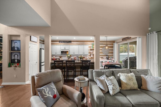 living room with hardwood / wood-style floors