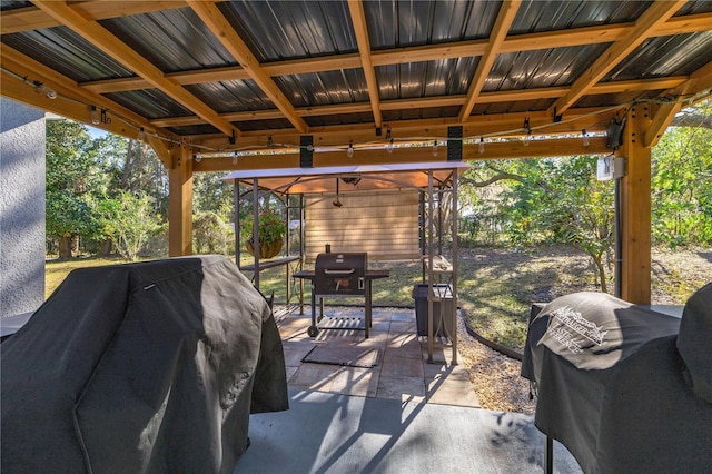 view of patio with a grill