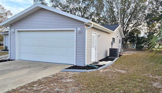 detached garage with central AC unit