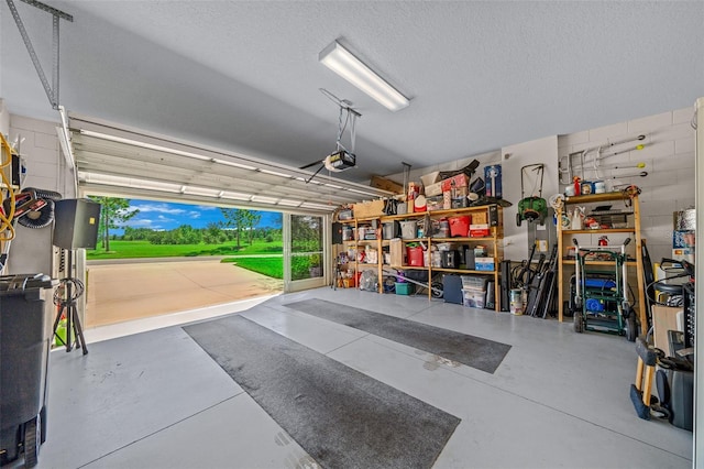 garage with a garage door opener