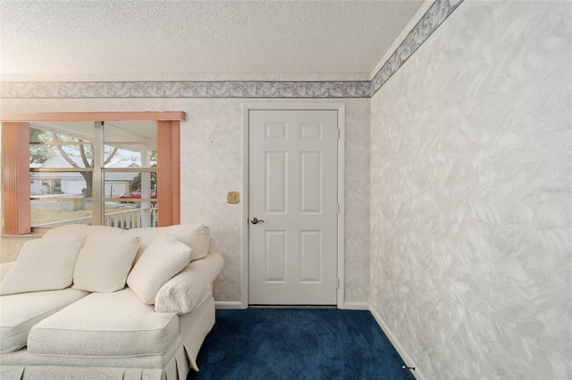 interior space with a textured ceiling