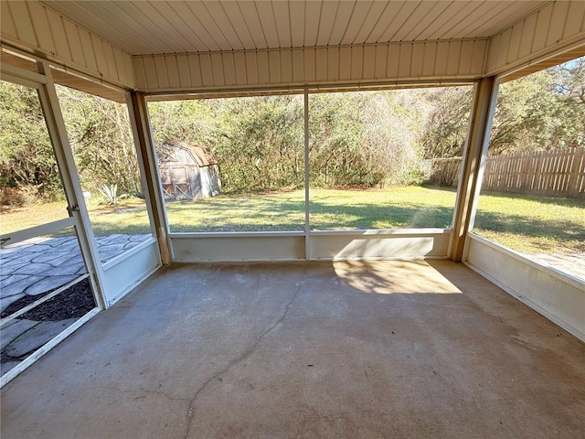 view of unfurnished sunroom