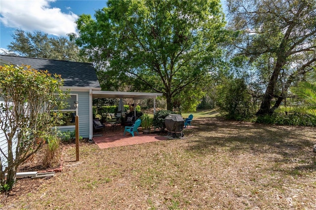 view of yard with a patio area