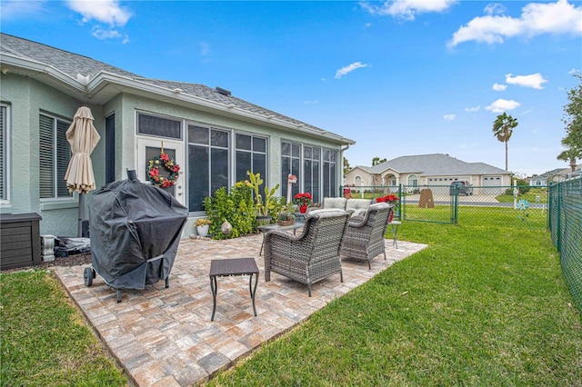 view of patio / terrace with an outdoor hangout area and grilling area