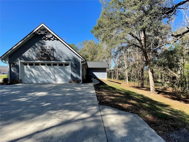 exterior space with a garage