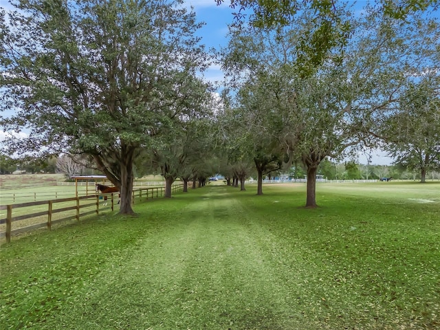 view of yard featuring a rural view