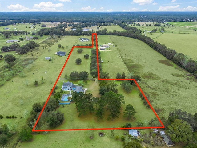 aerial view with a rural view