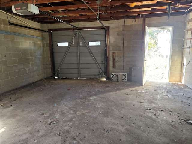 garage with a garage door opener