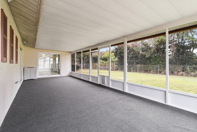 view of unfurnished sunroom