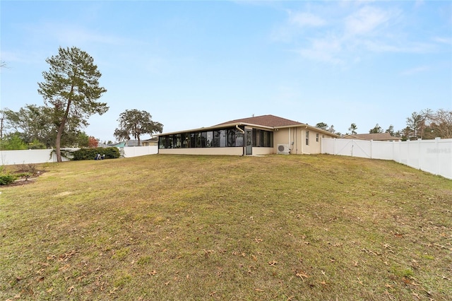 view of yard with a sunroom