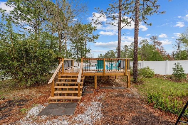 wooden terrace with fence