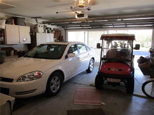 garage with a garage door opener