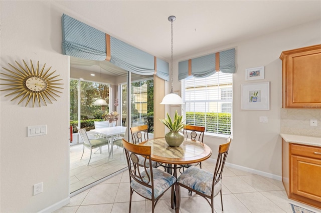 view of tiled dining space