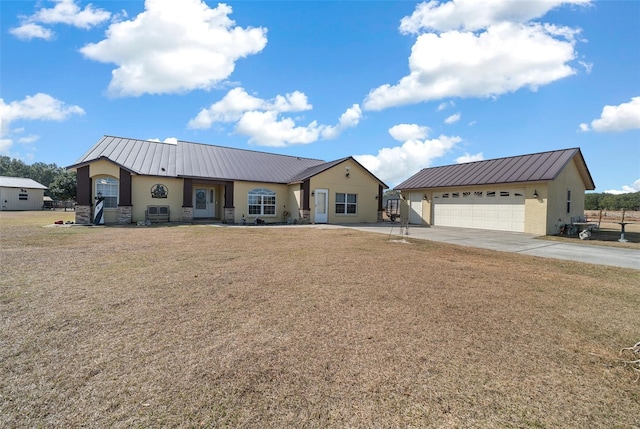 single story home with a front yard