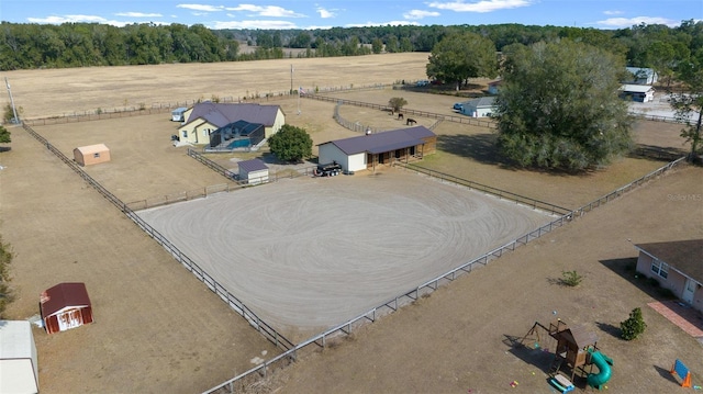 drone / aerial view with a rural view