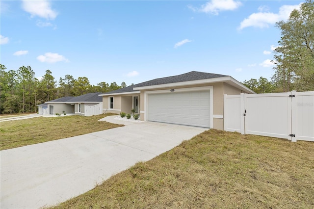 view of front of home with a garage and a front yard